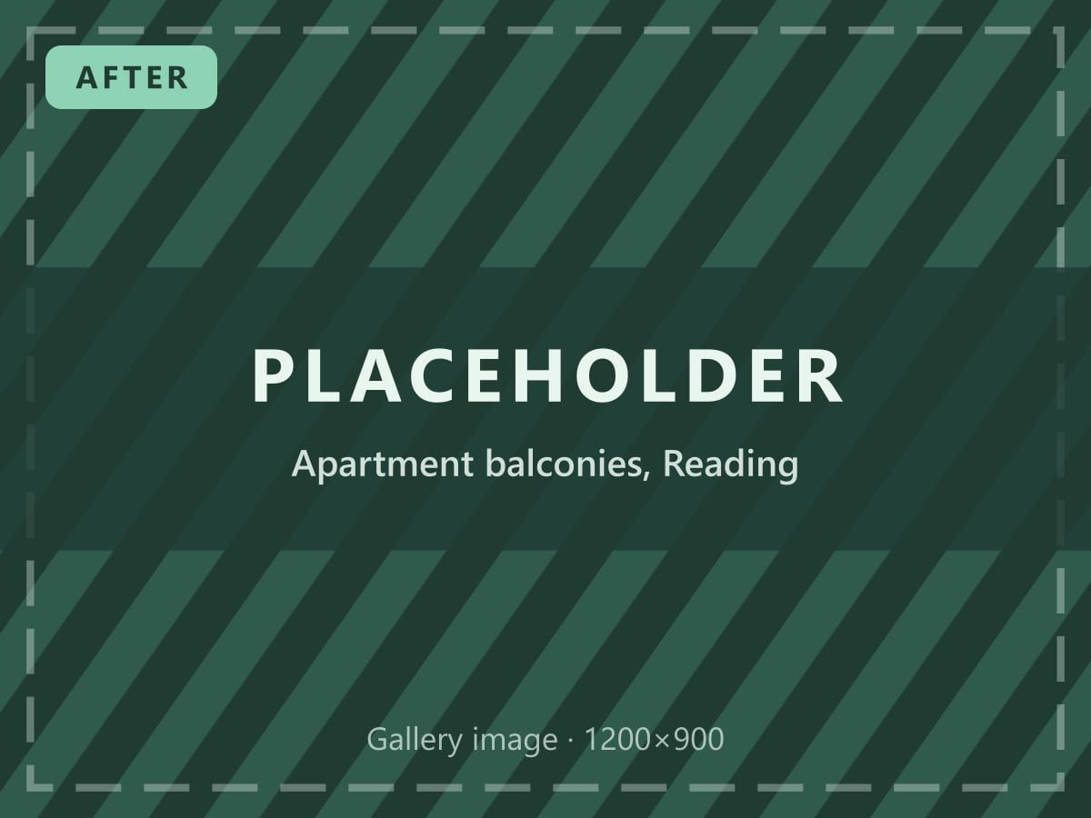 Placeholder image: freshly sealed apartment balcony, Reading project