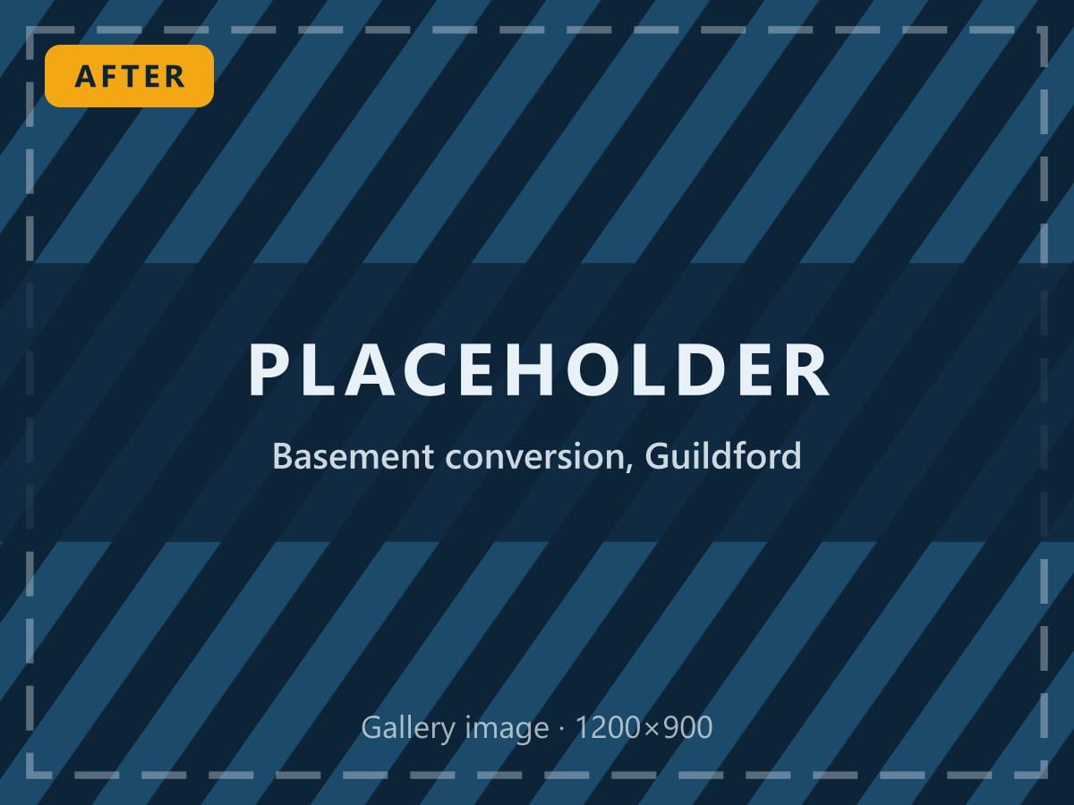 Placeholder image: finished dry basement room after waterproofing, Guildford project