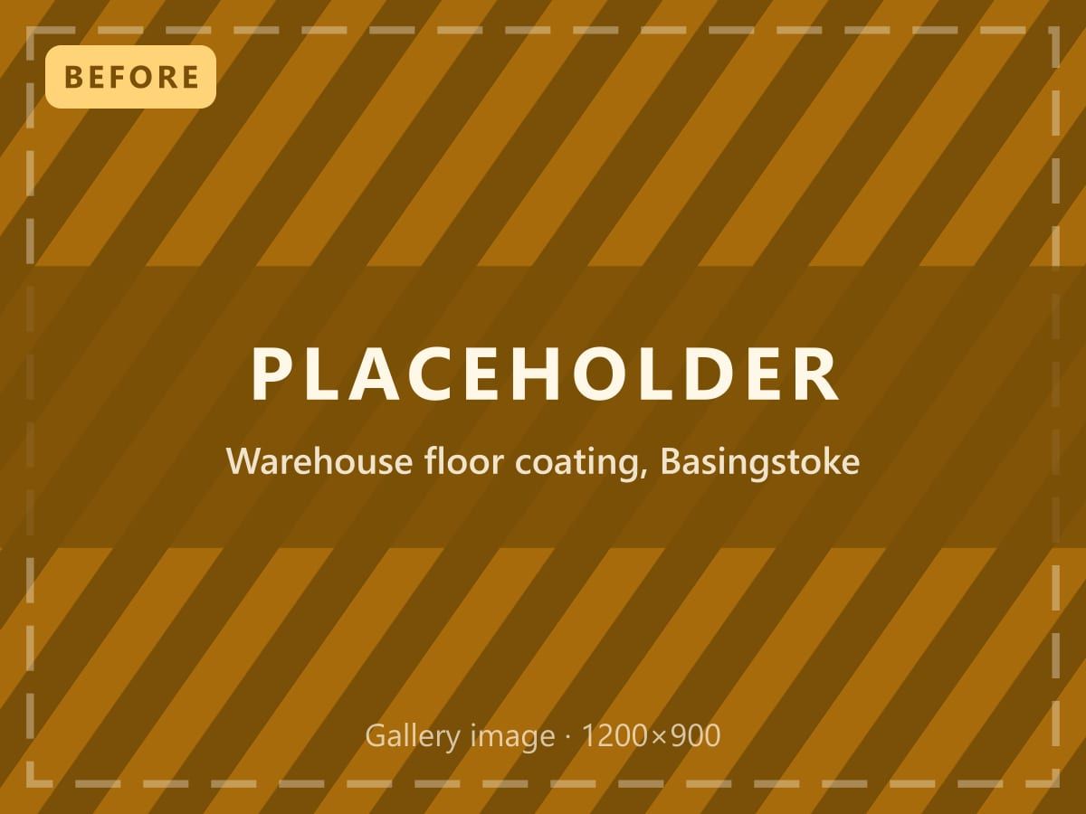Placeholder image: damaged warehouse floor joint before repair, Basingstoke project